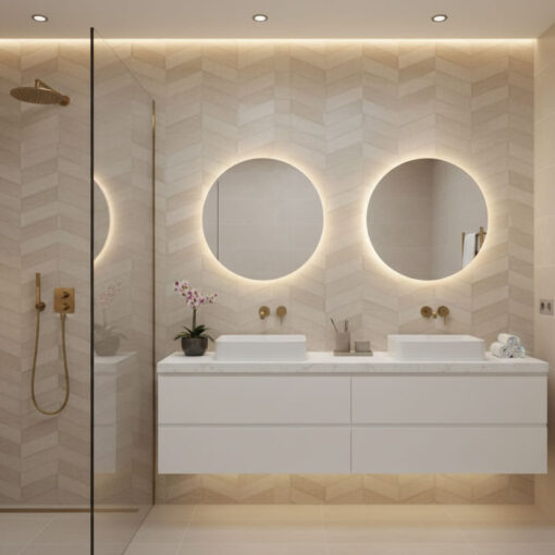 Alternative view of Avenue Beige Chevron Matt Tile 300X800