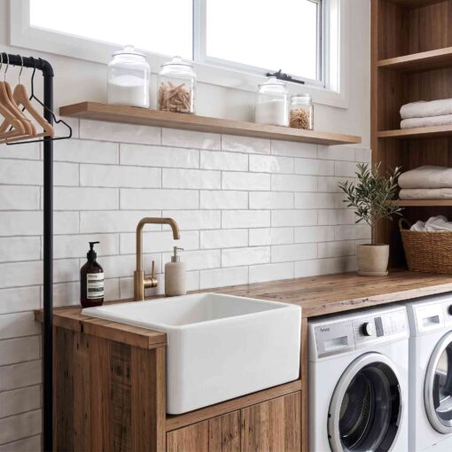 Handmade Look White Matt Tile 75x300 3 bathroom tiles