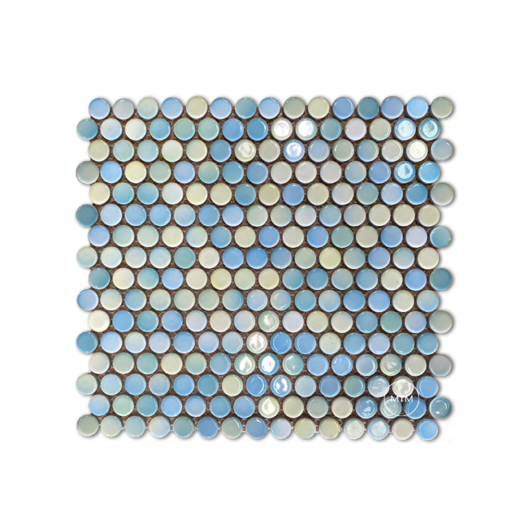 Penny Round Mosaic Aqua Gloss 19mm | My Tile Market