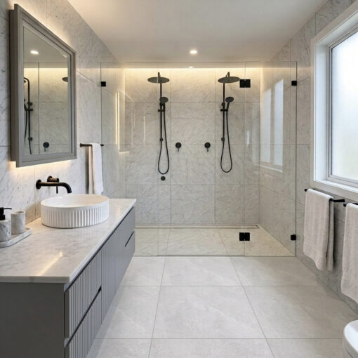 Alternative view of Italian Carrara Tile Honed 600X600