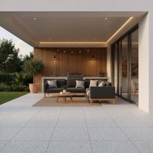 Alternative view of Terrazzo Stone Grey Tile Matt Smooth Grip 600x600