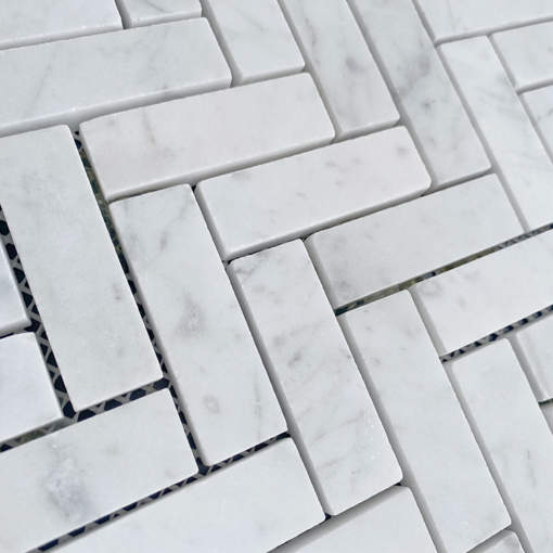 Carrara Herringbone honed mosaic 64x20 (280x248 mm) 7 bathroom tiles