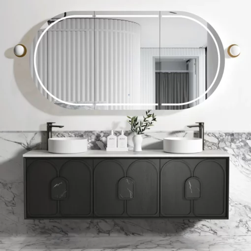 Laguna 1800mm Black American Oak Wall Hung Vanity Cabinet