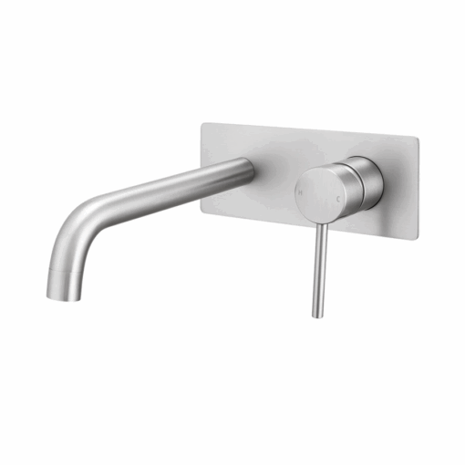 LCP Brushed Nickel Wall Mixer With Round Spout