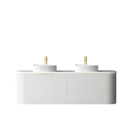 Alternative view of Bondi 1500mm Satin White Fluted Wall Hung Curve Vanity
