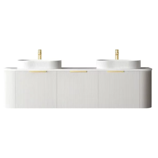 Bondi 1800mm Satin White Fluted Wall Hung Curve Vanity 10 bathroom tiles