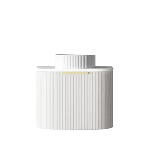 Bondi 600mm Satin White Fluted Wall Hung Curve Vanity 5 bathroom tiles