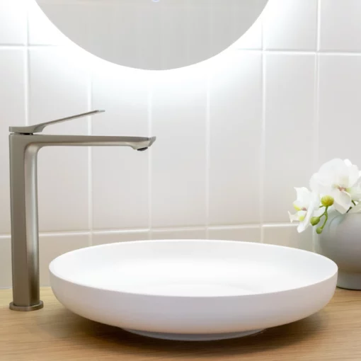 RSH Brushed Nickel Tall Basin Mixer 5 bathroom tiles