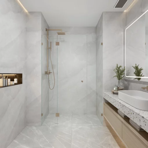 Frameless Glass to Glass Hinge 3 Panels (Wall to Wall) Shower Screen