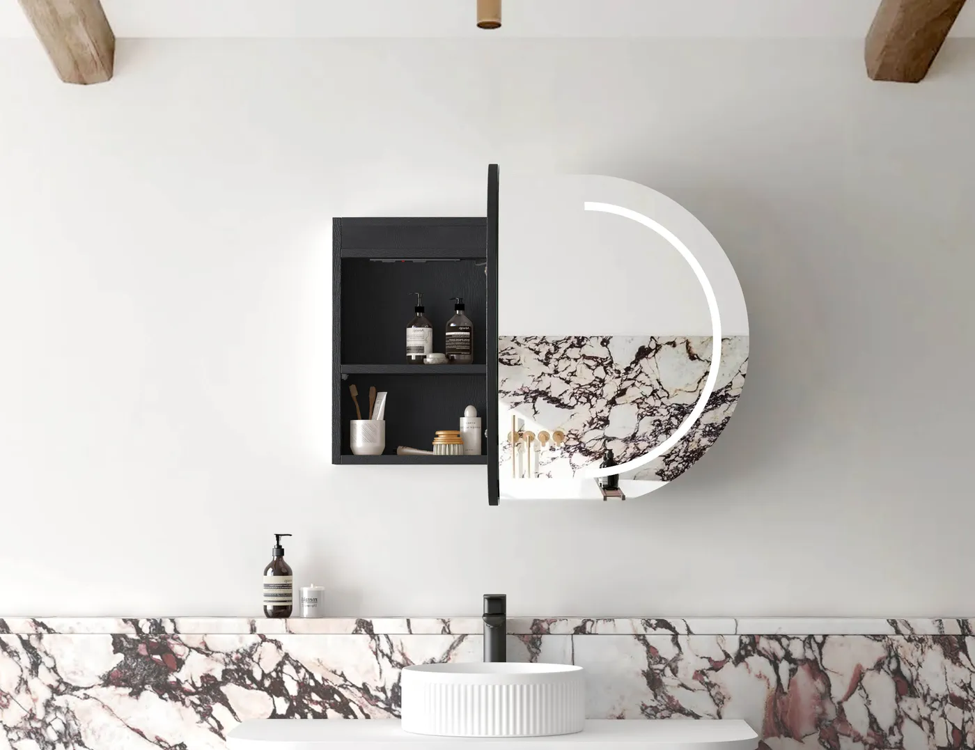 LED Bondi Shaving Cabinet 900x600 Black Oak 2 LED Bondi Shaving Cabinet 900x600 Black Oak - Image 2
