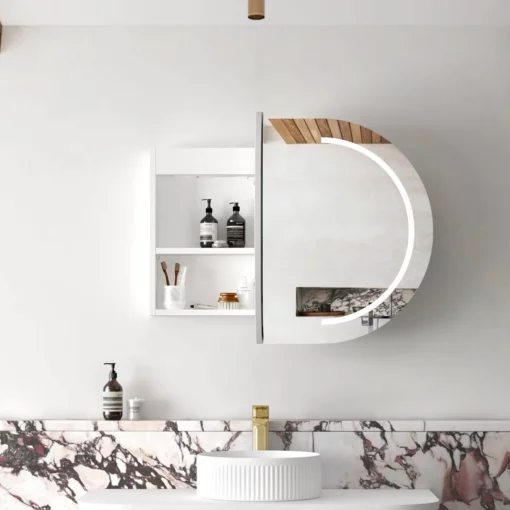 Alternative view of LED Bondi Shaving Cabinet 900x600 Matt White