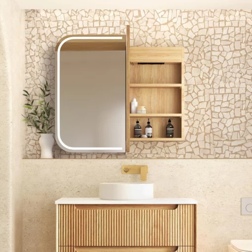 Alternative view of LED Shaving Cabinet 900x750 Natural Oak (Premium Addition)