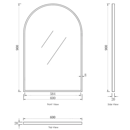 Alternative view of Archie 900x600 Black Metal Framed Tuffi Mirror