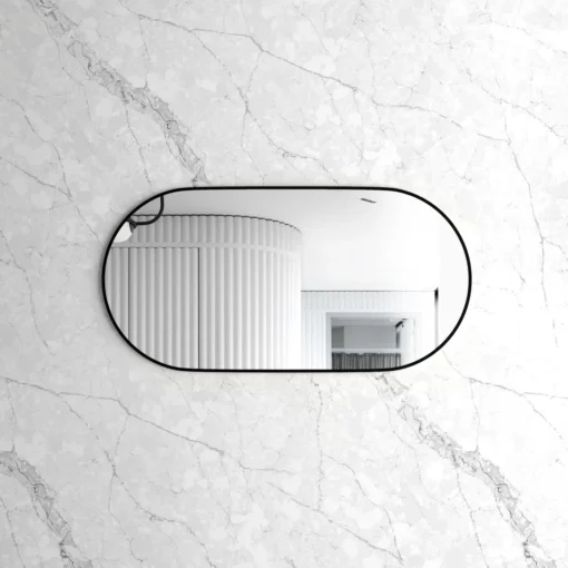 Noosa Oval 1200x600 Black Metal Frame Mirror