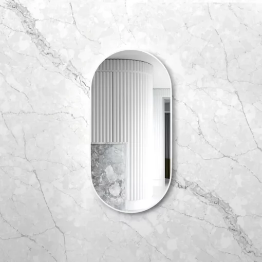Alternative view of Noosa Oval 1200x600 White Metal Frame Mirror
