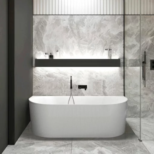 Noosa Back To Wall Multi-Fit Bath 1500x750x580 Left Or Right Corner Matt White