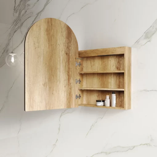 LED Archie Shaving Cabinet 900x600x150 Natural Oak (Premium Addition) 6 bathroom tiles