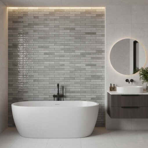 Alternative view of Monte Ash Gloss Tile 50x250