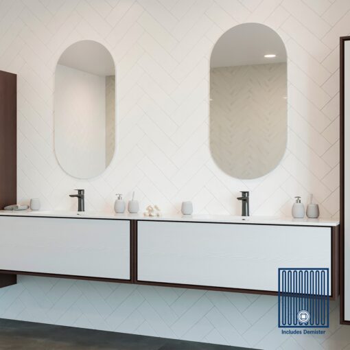 Pill Shape Polished Edge Mirror Without / With Demister - 500x700 / 600x1200 7 bathroom tiles