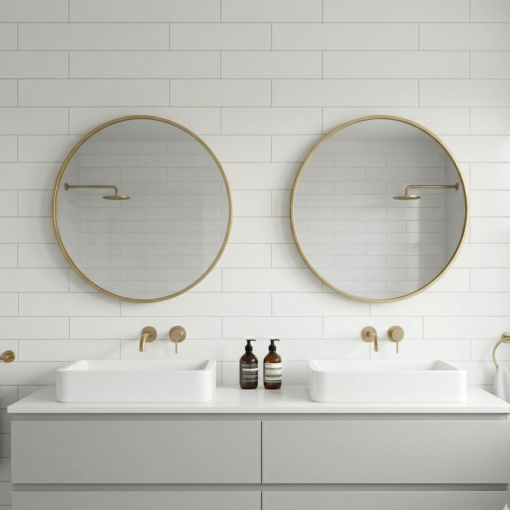 Round Framed Mirror Without / With Demister - 600 / 900 (Gold, White, Black )