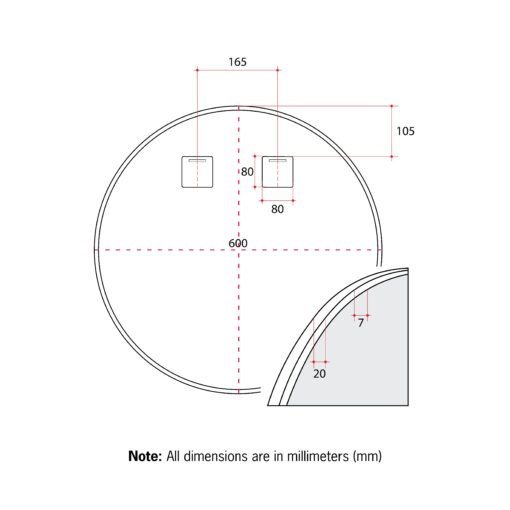 Round Framed Mirror Without / With Demister - 600 / 900 (Gold, White, Black ) 5 bathroom tiles