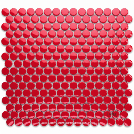 Penny Round Mosaic Red Gloss 19mm