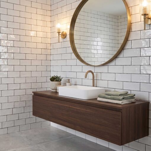 White Ripple Irregular Edge Gloss Tile 75X150 - Image 2