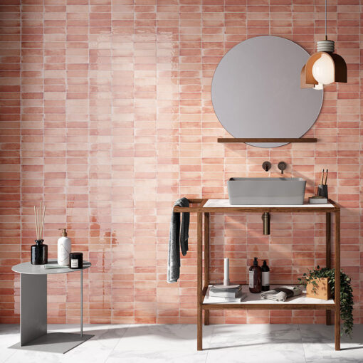 Alternative view of Tone Blush Subway Gloss Tile 52x160mmx10mm